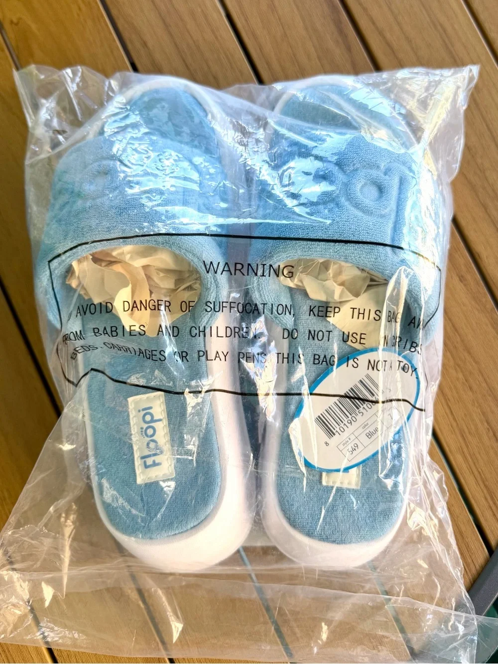 FLOOPI Light Blue Terry Wedge Slide Sandals 7